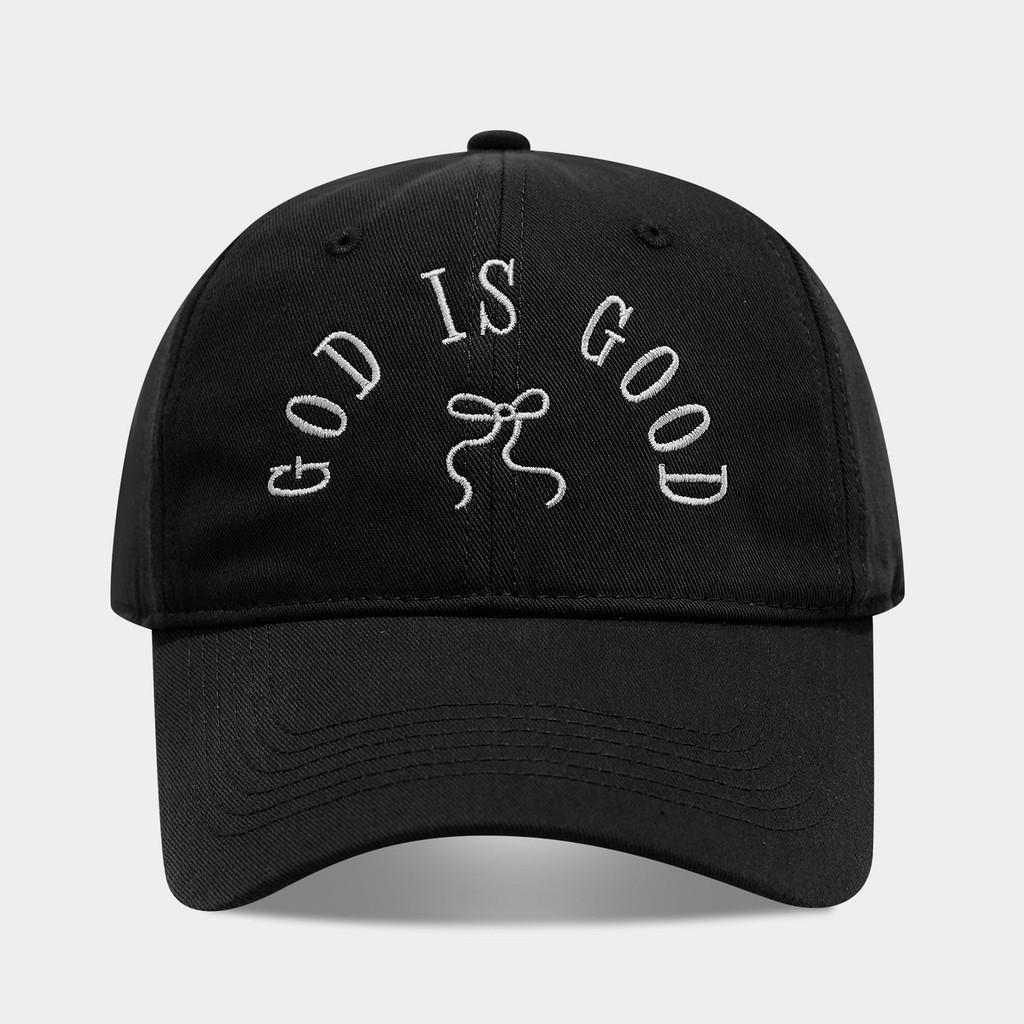 Cotton Baseball Cap With Embroidered Letters And Bow For Casual Spring And Summer Wear Black