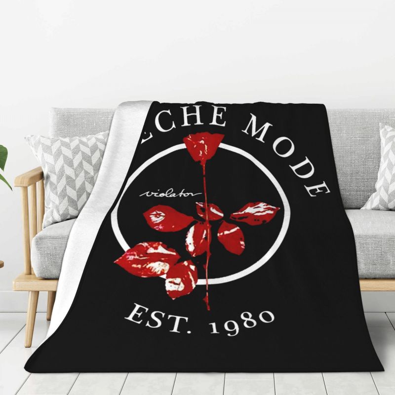 Custom Sofa Fleece Depeche Cool Mode Heavy Metal Rock Band Throw Blanket Warm Flannel Blankets for Bedroom Home Sofa Quilt