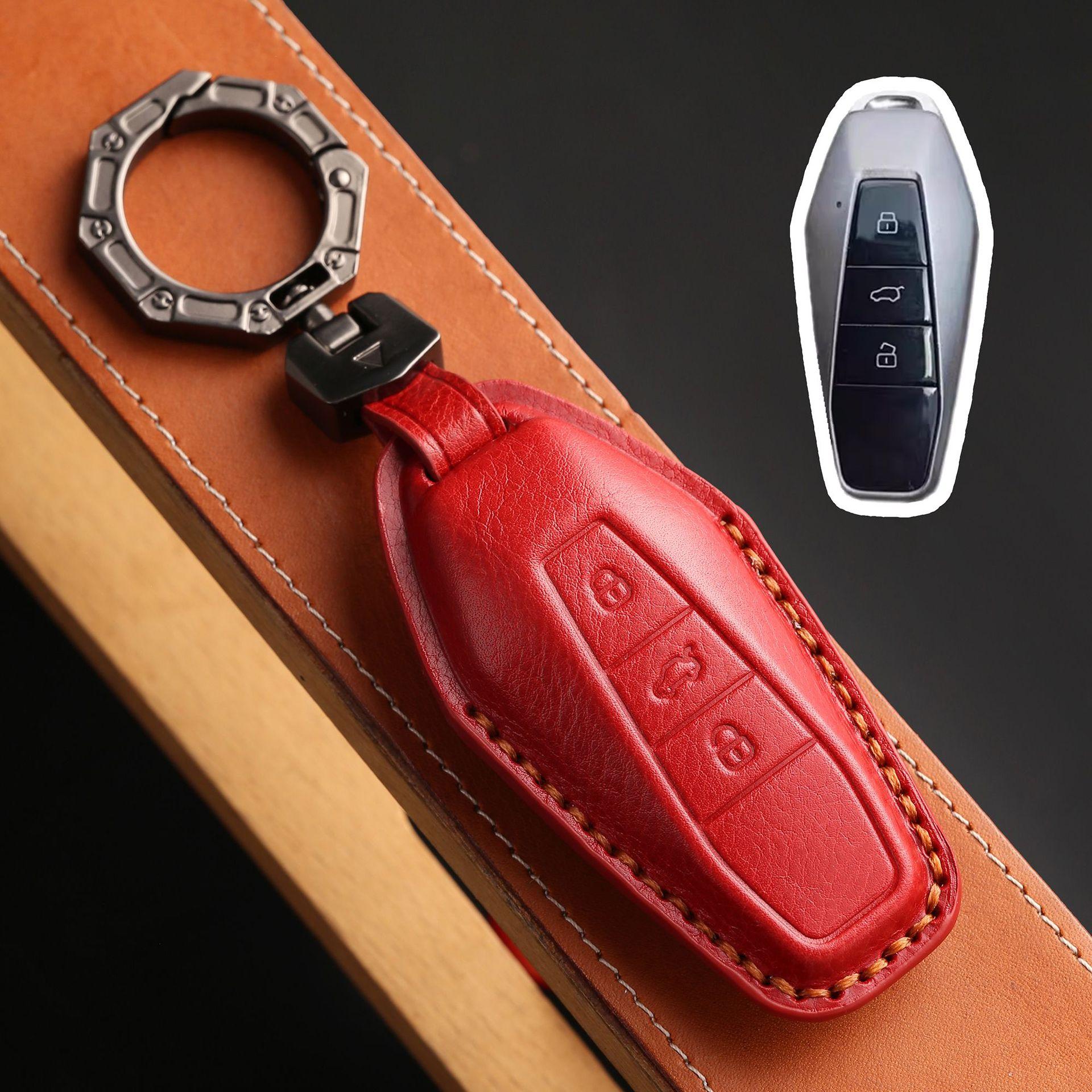 

Подходит для комплекта ключей Chery iCAR 03 2024 icar03 модификация автомобиля кожаный брелок с пультом дистанционного управления красный