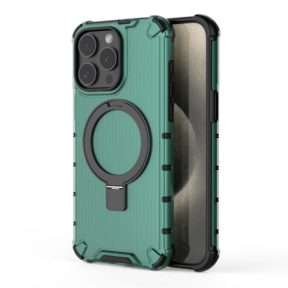 For Magsafe 17 Air 16 15 14 Plus 13 Pro Max Corrugated Magnetic Metal Bracket Transparent Phone Case Protective Cover
