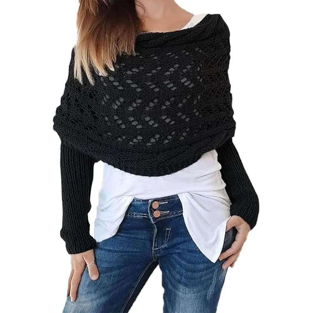 

Cable Sweater Shawl Wrap Solid Color Knitted Cable Wrap Creative Gift Knit Scarf Sweater for Women