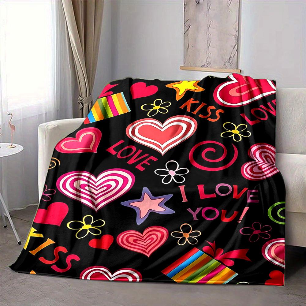 1pc Love, Kiss Blanket Warm, Cozy, And Soft, Suitable for Sofas, Beds, Cars, And Office Use.Perfect for Camping And Travel, Making It a Great Gift for