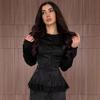  Spring and Autumn New European, American, Amazon Cross-border Solid Color Short Top Long Skirt Small Black Skirt Two-piece Set