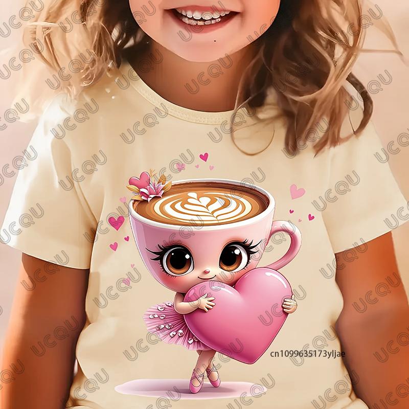 Cappuccina Funnu Meme Cerebrale Italiano Cotone Maglietta Bambini Estate Manica Corta T-shirt Ragazzi e Ragazze Abbigliamento Top Casual per Bambini