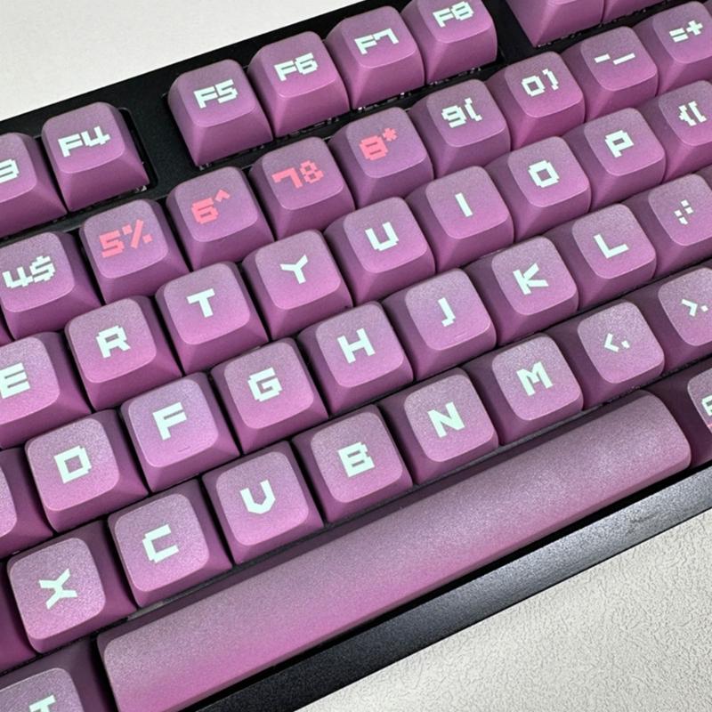 XDA Height 128Keys Keycaps Set In Gradual Change Color Cyber Type Keycap Enhances Typing For Mechanical Keyboards