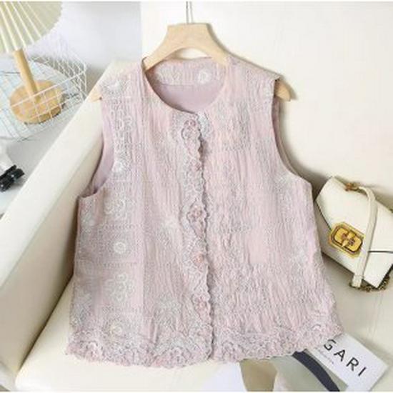 New Chinese National Trend Spring Cardigan Vest for Moms - 2026 Mid-Aged Spring/Autumn Stylish Outerwear M