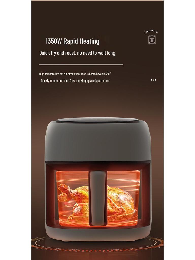 6L Glass Model Smart Air Fryer: Oil-Free Electric Fryer with Multifunctional Home Use