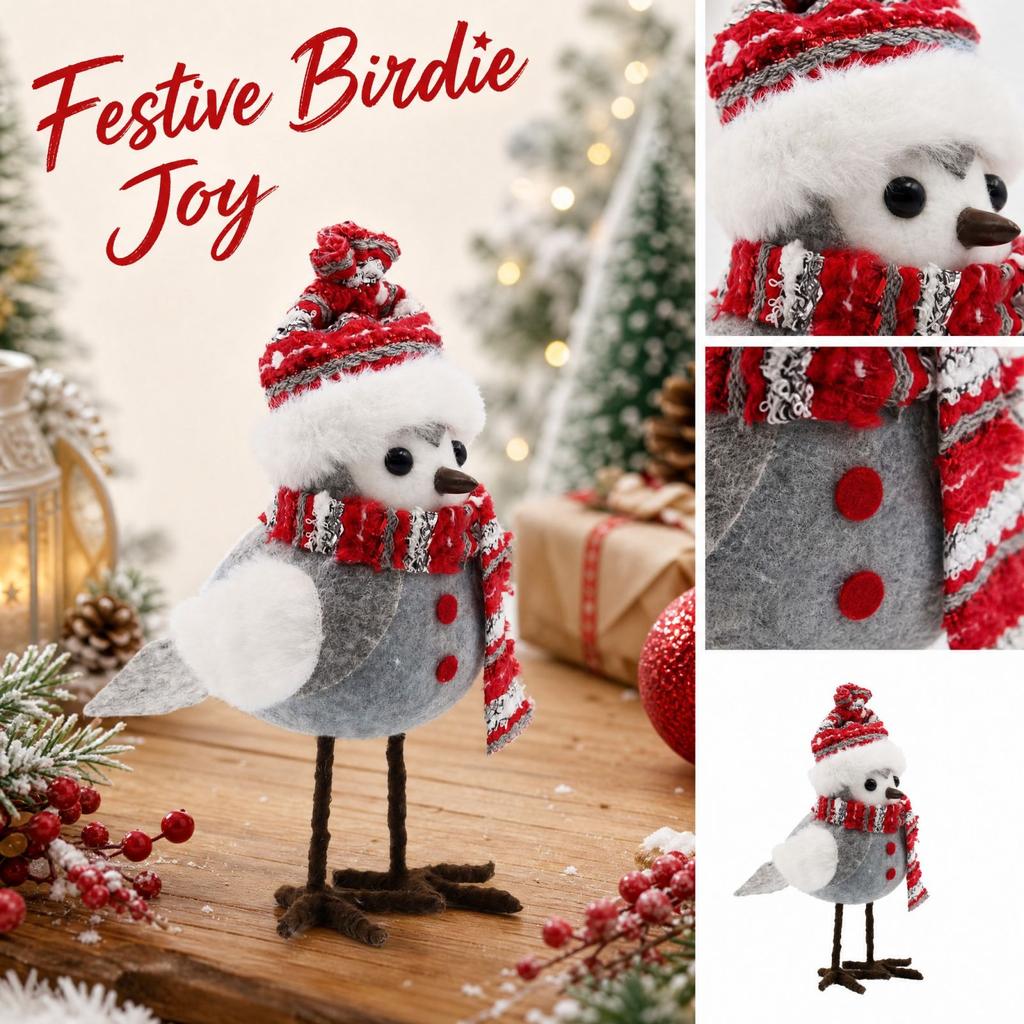 Christmas Bird Ornaments, Assorted Small Bird Figurines Hanging Decorations for Christmas Tree and Window Display