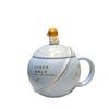 Planet Mug with Lid Coffee Cup Ceramic Oatmeal Cup Female Cute Couple Water Cup Home Creative Breakfast Cup