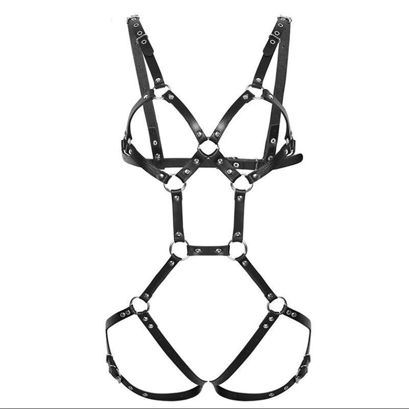 Bondage Sexy Harness Frau Set Strumpfgürtel Bdsm Erotik Leder Taille bis Bein Oberschenkel Strumpfband Sex Produkt Selbstfesseln Spiele für Erwachsene