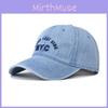 Nyc Denim Baseball Cap With Embroidered Letters Adjustable Sun Protection For Men And Women