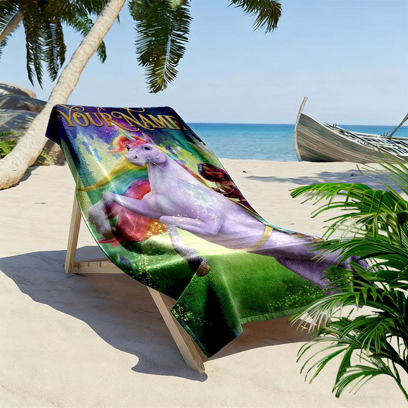 Asciugamano da Spiaggia con Stampa Personalizzata Unicorn Academy, Asciugamano Grande Morbido Asciugatura Rapida per Spiaggia Campeggio Nuoto_xia
