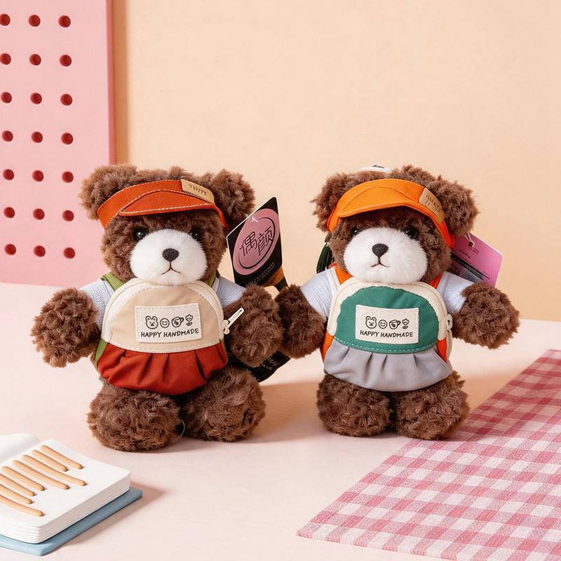 Cute Cartoon Bear Plush Keychain Toy Doll Bag Hanging Ornament Lovely Animal Keyring With Clothes Kids Gift