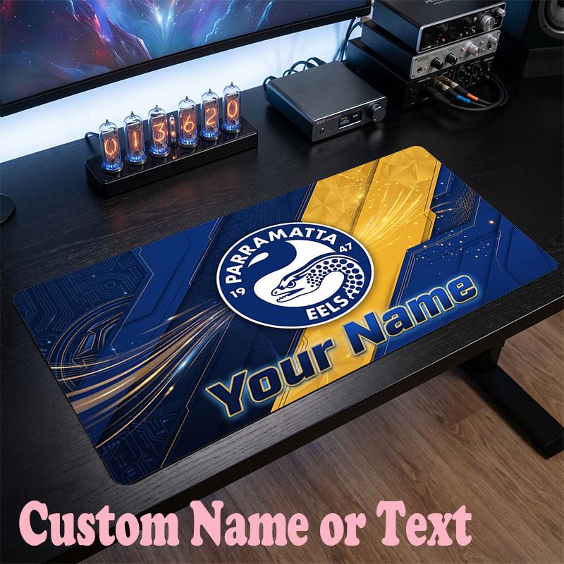 Parramatta Eels Customized Name Text Mouse Pad, Large Desk Mouse Mat Personalized Home Office Present