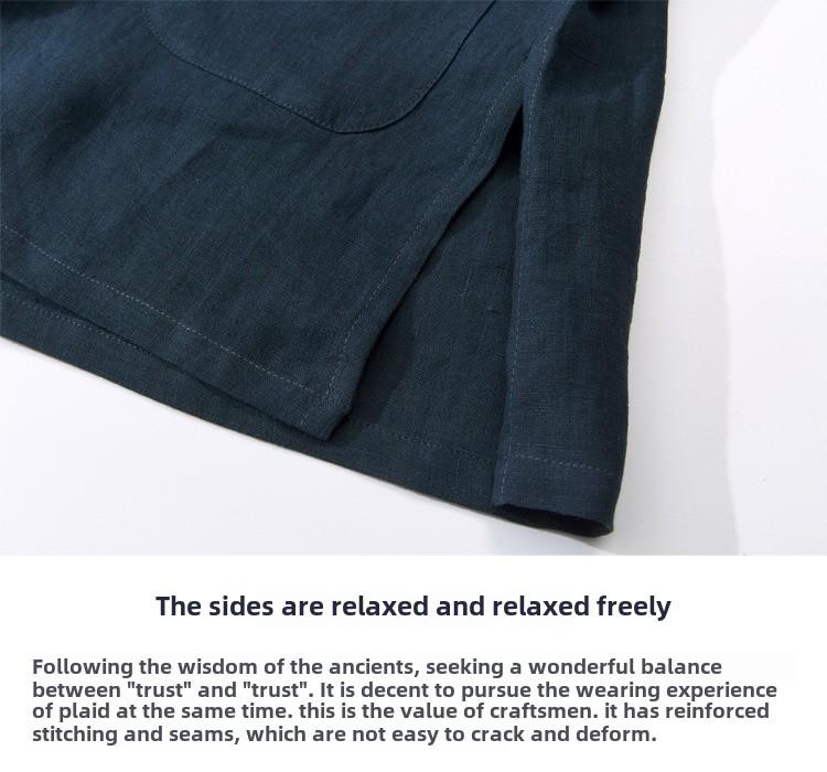 [Popular] Cămașă de vară cu mânecă scurtă pentru bărbați, stil chinezesc, in pur, retro, costum Tang