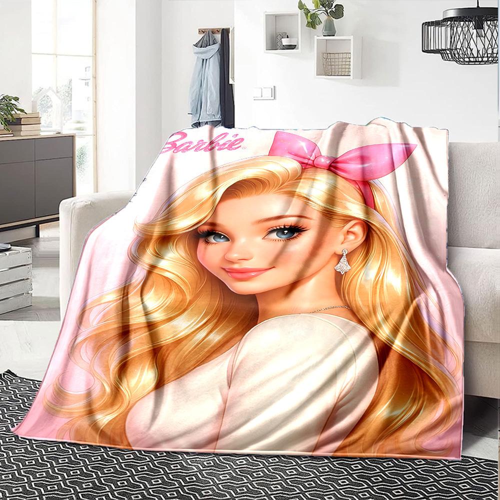 1pc Barbie Flannel Blanket Soft Warm Throw for Home, Office, Travel, All-Season Cozy Bedding GiftL1197