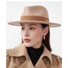 French new autumn and winter flat edge woolen top hat men's and women's fashion wide brim black versatile European and American big head circumference