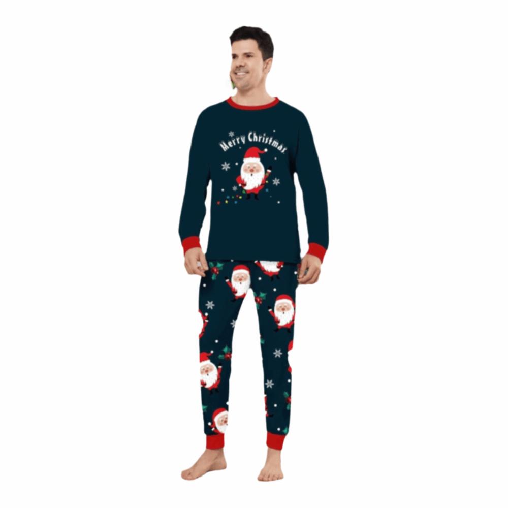 Christmas Family Matching Outfits Cute Santa Soft Loose Christmas Pyjamas Set Top+Pants Printed Adult Kids Loungewear Dad Mom