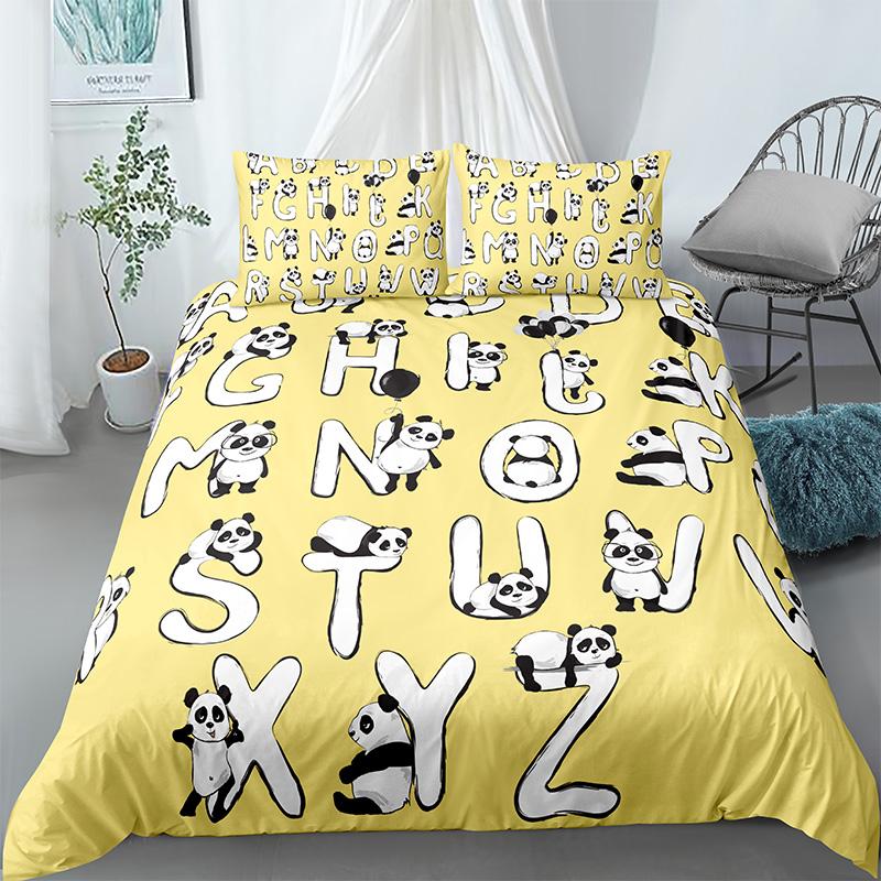 Comforter Panda Printed 2/3Pcs Bedding Set Bamboo For Adult Child Bedclothes And S Bed Sets King