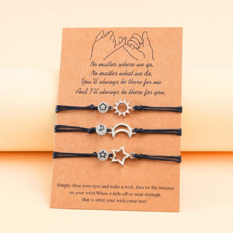 Sun Moon Star Bracelets Handmade Woven Bracelet Jewelry for Best-Friend Family