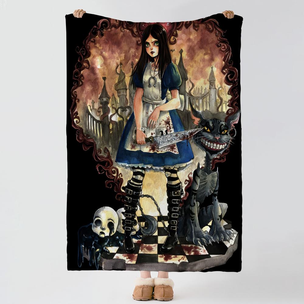 Game A-Alice Madness Returns-S Throw Thick Comfort Flannel Quilt, Multi-scene Use Indoor Outdoor Daily Nap