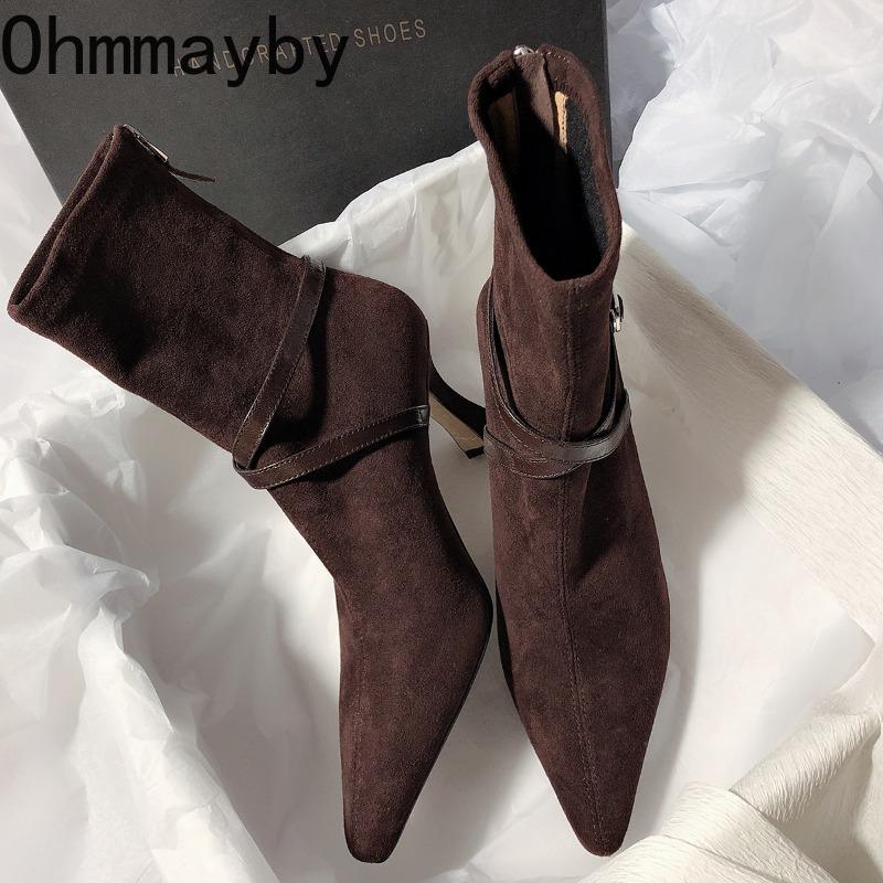 Autumn Fashion Elastic Slim Women Ankle Boots Fashion Party Stripper Female Shoes Ladies High Heel Short Botas Para Mujer