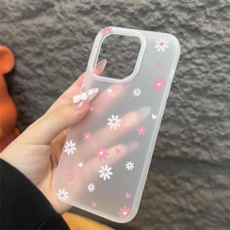 Pink butterfly flower is suitable for Apple 14promax mobile phone case 15 16 soft case 11 matte through 16pro simple XS