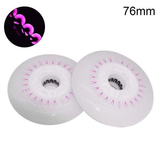 2Pcs 80/76/72mm In-line Speed Skate Skating LED Light Flashing Roller Wheels