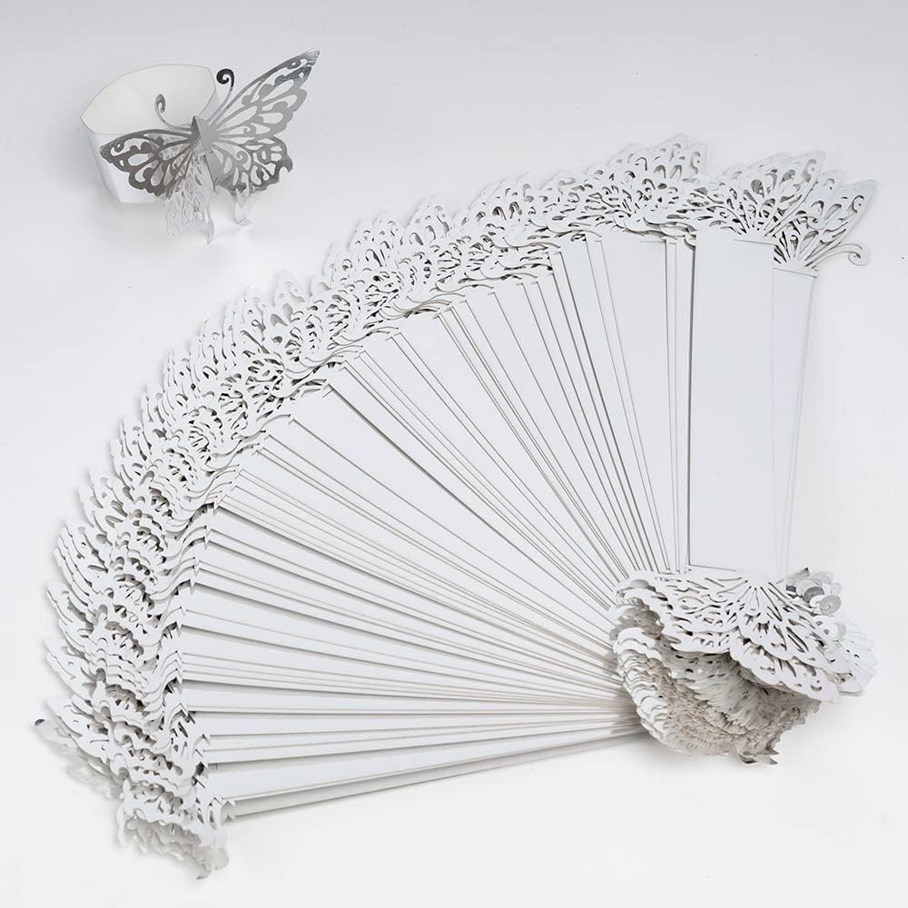 50Pc/Set Butterfly Napkin Rings Laser Cut Foil Paper Disposable Napkin Holder For Wedding Party Banquet Dinner Table Decor