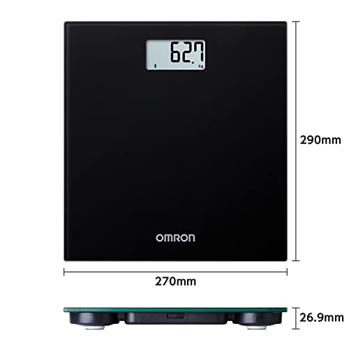 Omron Bathroom Scale, Black, HN-300T2-JTBK. Smartphone connectivity, automatic data transfer, automatic recognition, measurement starts simply by step