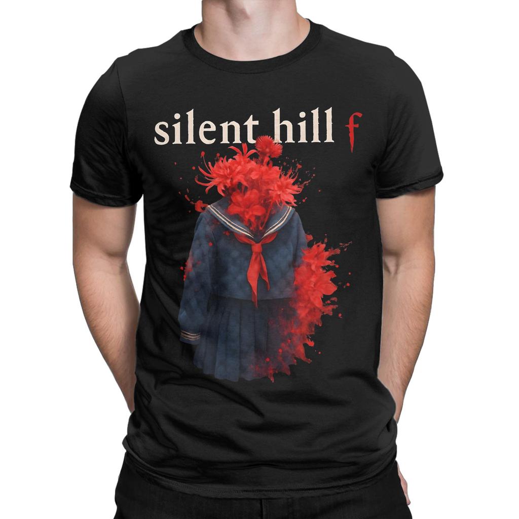 Leisure Silent Hill F Blooming Death T-Shirts Men Round Collar Pure Cotton T Shirts  Short Sleeve Tees Plus Size Clothes