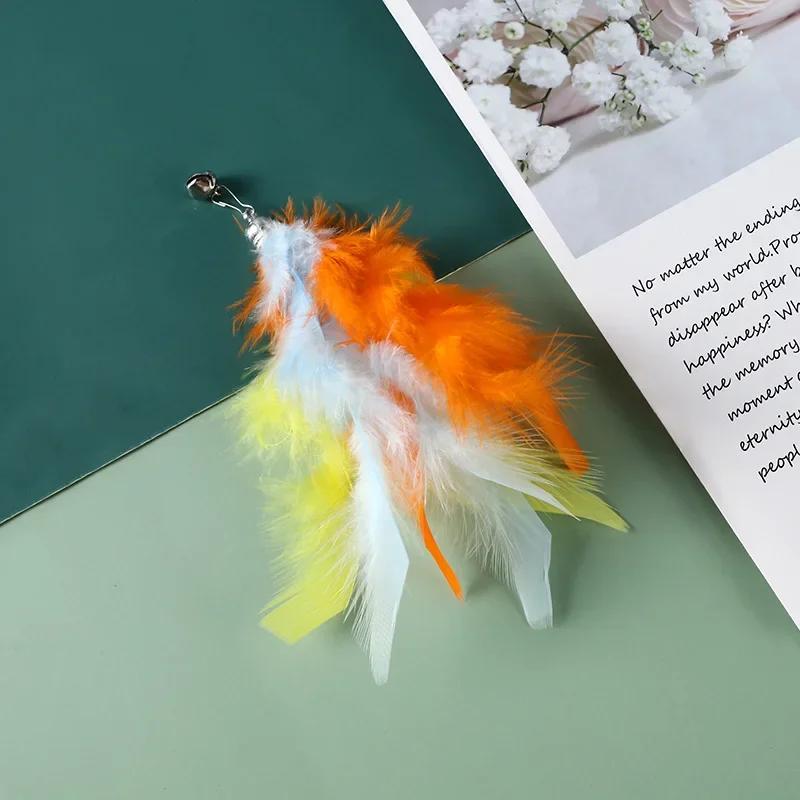 Cat Feather Toy Accessories False Birds Worm Toy with Bell Kitten Cat Toys Interactive Replacement Refill Foam Ball Training
