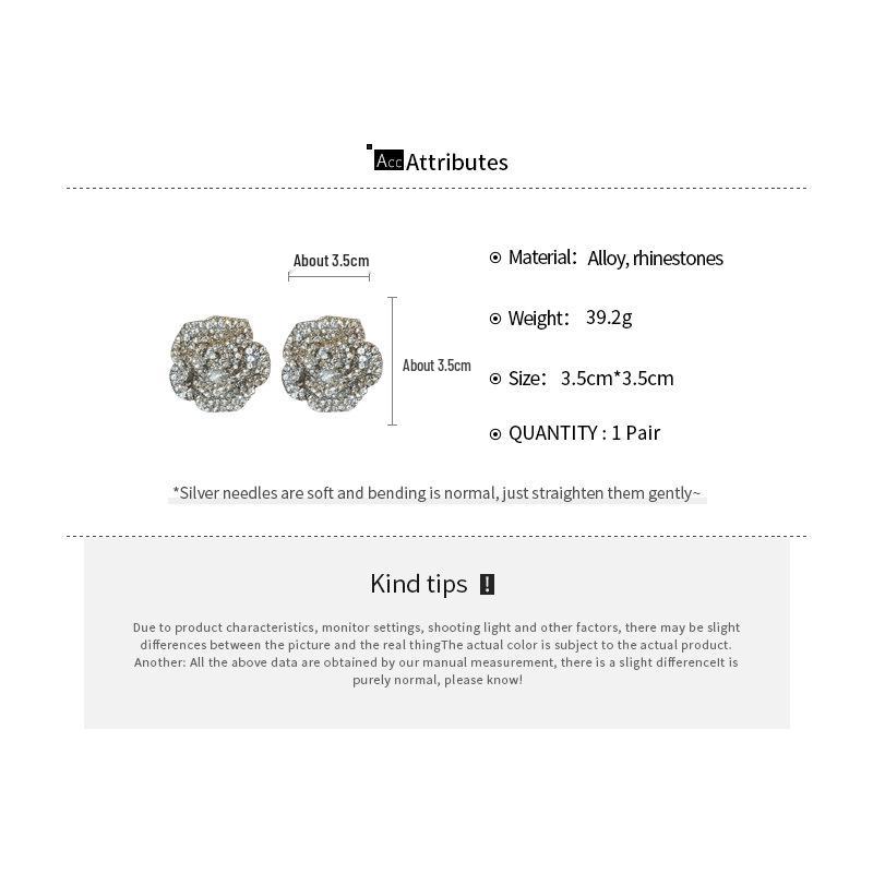 Minimalistisches Silbernadel Diamantbesetztes Blume Quasten Schmuckset - Halskette & Ohrringe