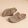 Women's Suede Birkenstock Half-Closed Moccasins - Spring 2026 Retro Style, Cute Ugly Design