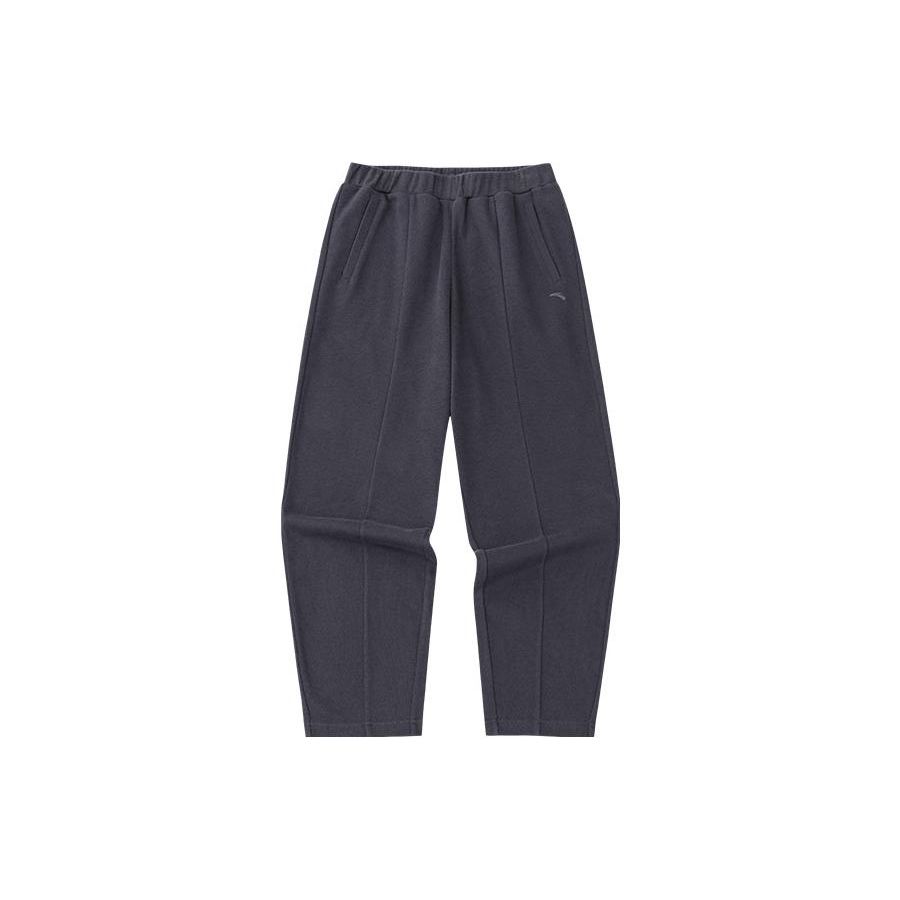 Anta Training Series Solid Color Mid Waist Straight Leg Fleece Casual Pants Women pants Earth-Gray 962347307-4