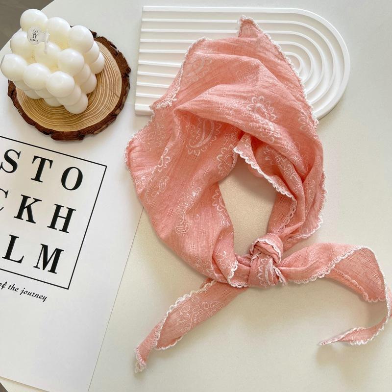 2025 Flower Neck Scarf Shawl Summer Triangle Hair Head Wrap Headband Handkerchief Hair Ties Bandanas Hair Ribbon For Women