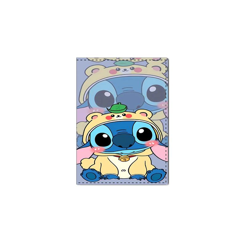 Cute Stitch Print Passport Holder PU Leather Travel Passport Cover Multi-Function Document Organizer Blue 6pcs