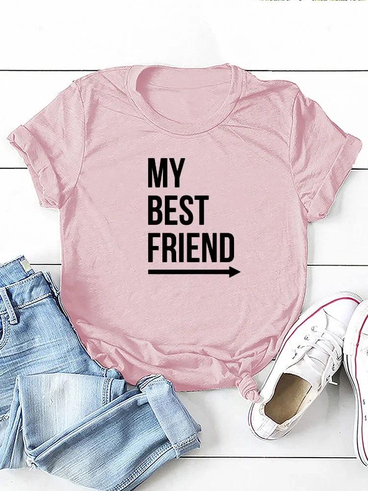 My Best Friend Arrow Print Women T Shirt Short Sleeve O Neck Loose Women Tshirt Ladies Tee Shirt Tops Camisetas Mujer