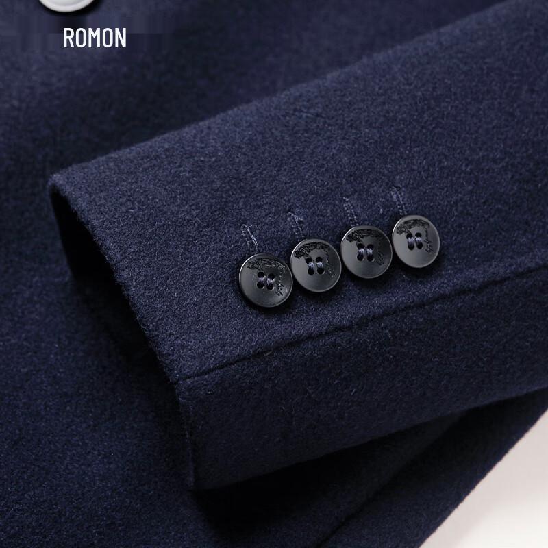 ROMON Men's 100% Wool Double-Faced Mid-Length Coat