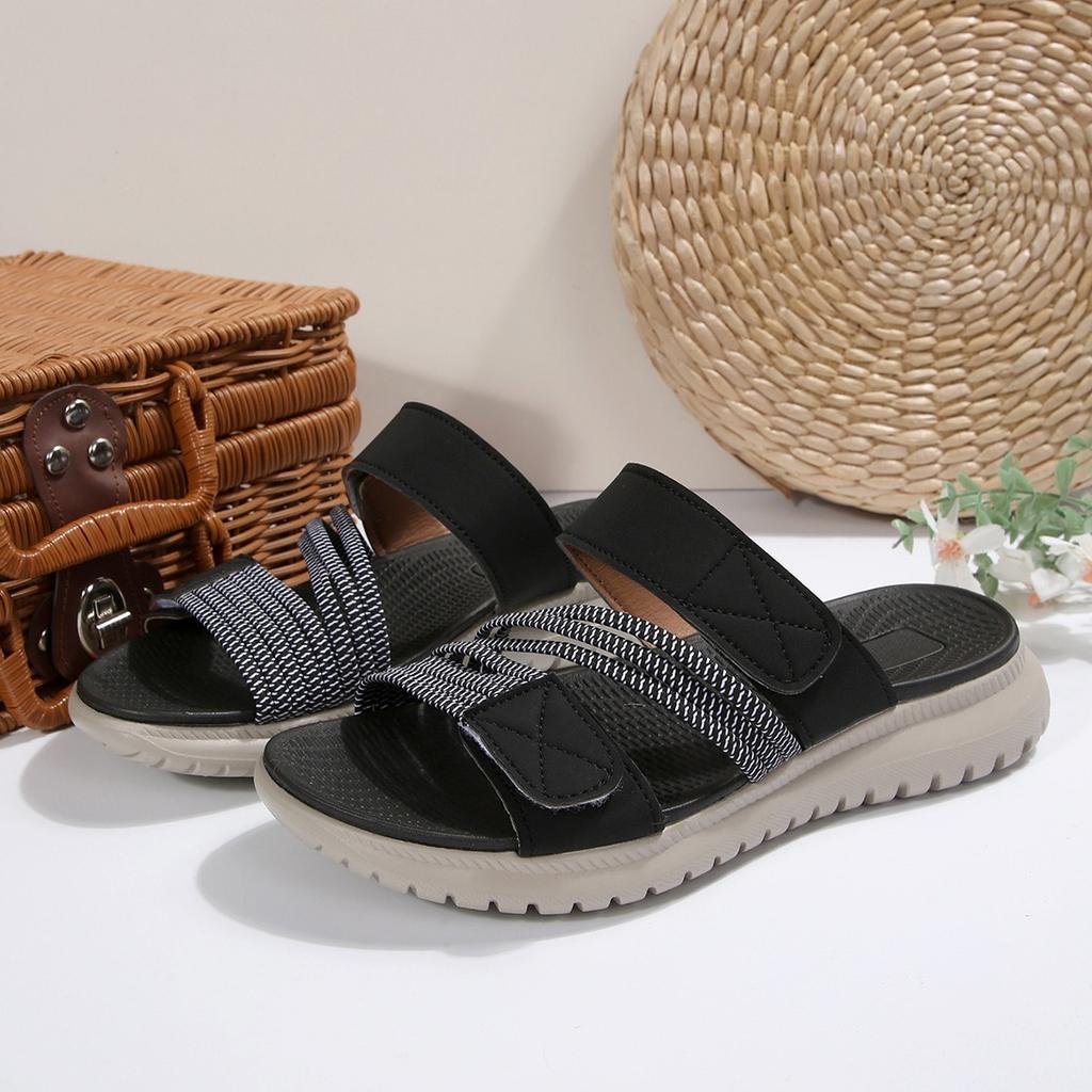 Sandali Bassi a Infradito da Donna Taglie Forti, Scarpe Casual Moda con Lavorazione Intrecciata, Sandali Bassi Estivi a Fascia Singola per Donna