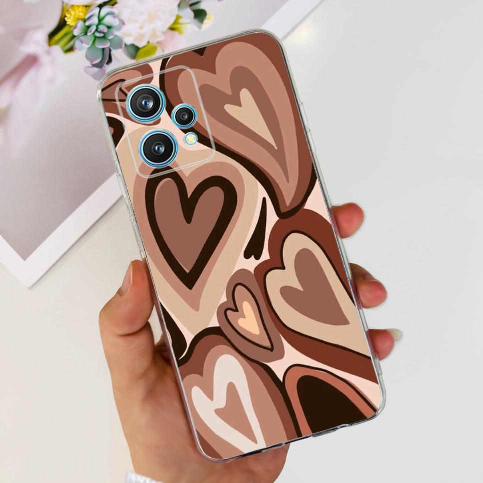 RMX3521 For Realme 9 4G Phone Case Back Cover Couple Love Heart Pattern Camera Protection Bumper For Realme9 Soft Silicone Etui