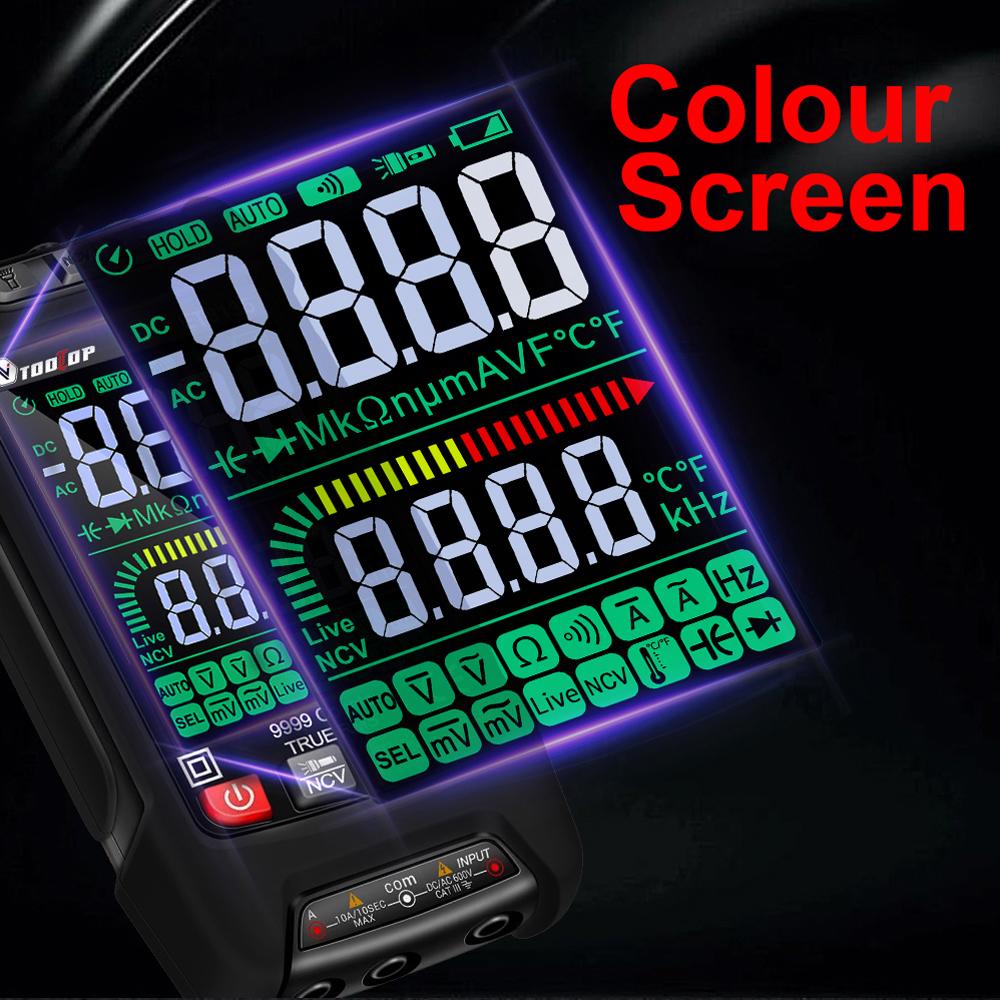 9999Counts Digital Multimeter Display Handheld Multimeter NCV Noncontact Sensing Professional Voltage Current Capacitance Tester