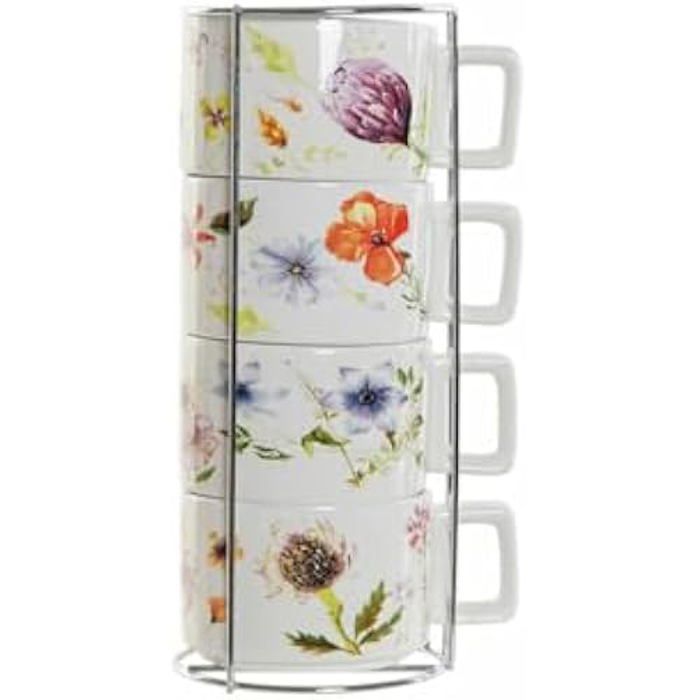 Sada šálků na kávu - DKD Home Decor - Vícebarevná - Kov - Dolomit - 260 ml (4 ks)