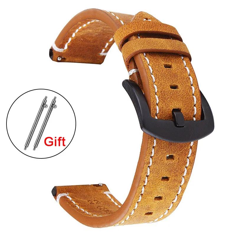 Retro Leather Band 18mm 19mm 20mm 21mm 22mm 24mm Soft Strap Waterproof Bracelet for Seiko Watchband Quick Release Wristband