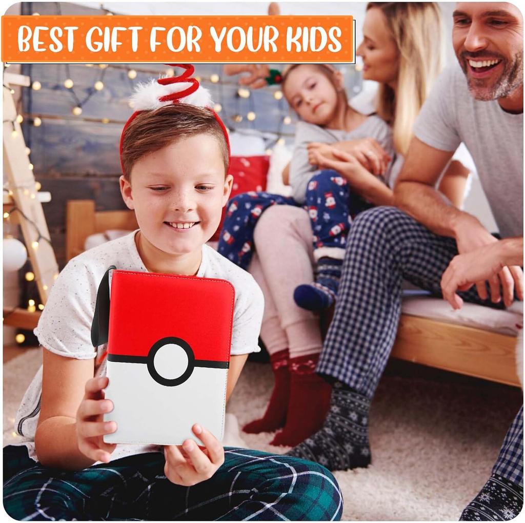 Card Binder 4 Pocket, Trading Card Holder Fits 400 Cards With 50 Removable Sleeves, Portable Collection Card Ablum, Game Card Case book With Zipper