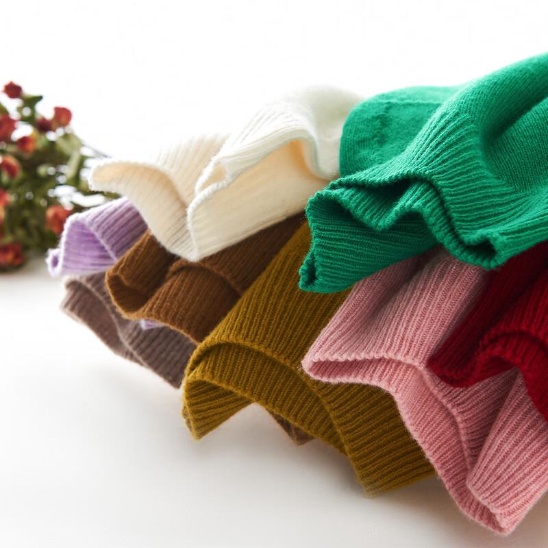 TUHUANG Women's Seamless Pure Wool Mock Neck Sweater