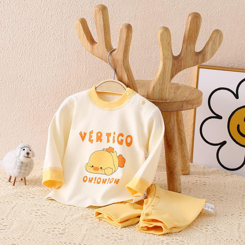 

Baby Autumn Top & Pants Set: High-Waist, No-Bone Snap Button Outfit for Infants & Toddlers 66cm жёлтый
