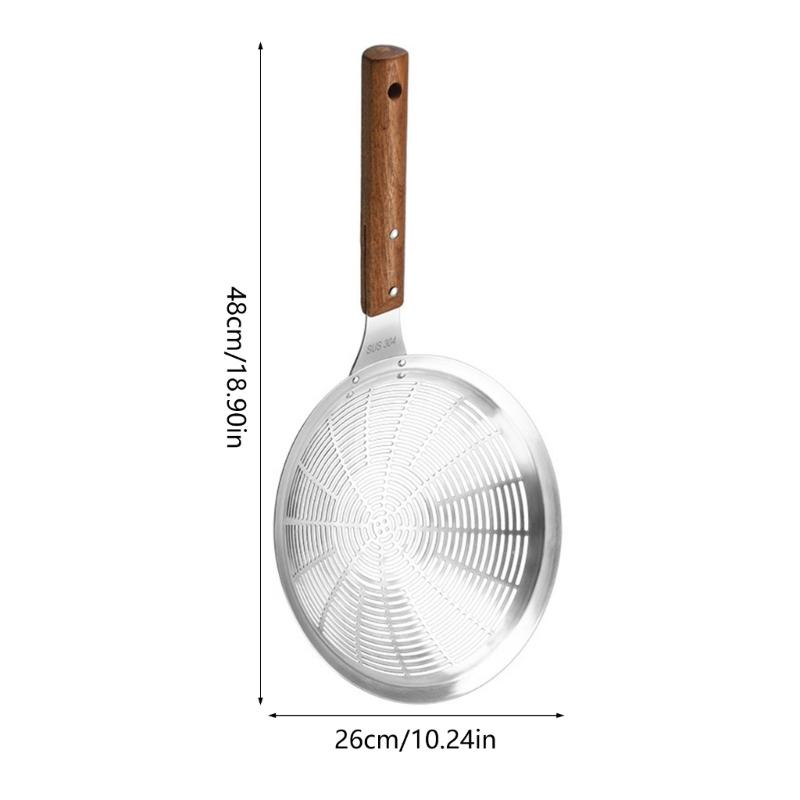 Kitchen Strainer Skimmer Ladle 304 Stainless Steel Mesh Colander with Long Wood Handle Cooking Utensils for Cooking