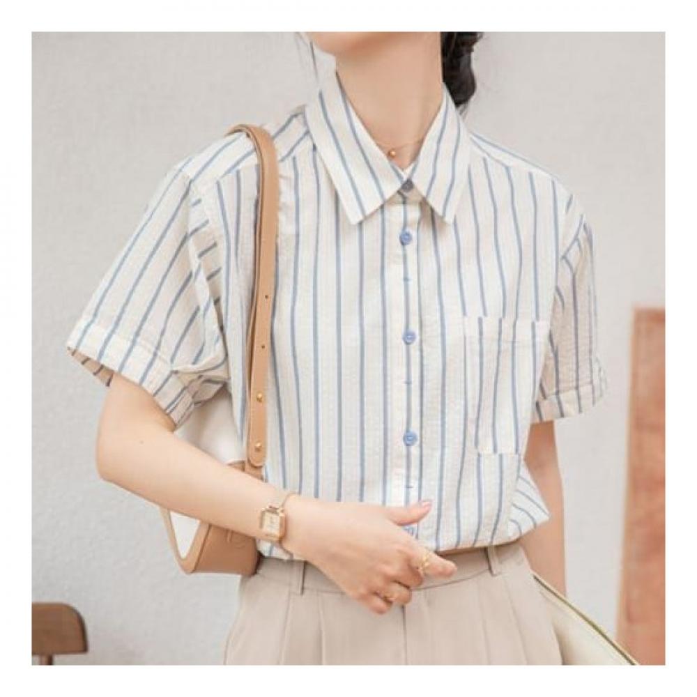 Navava Casual Stripe Short Sleeve Shirt Nb2080