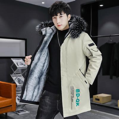 Veste mi-longue à capuche et manches longues pour homme, rembourrée en coton, en velours épais, rembourrée en coton, pour adolescent, parka chaude en coton